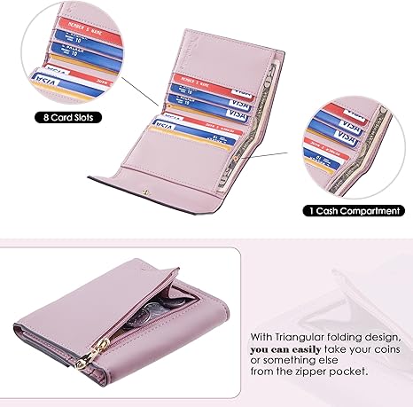 RFID Blocking Wallet Women Small Womens Wallet Credit Card Holder Mini Compact Trifold Wallets for Women with Coin Pocket Zipper