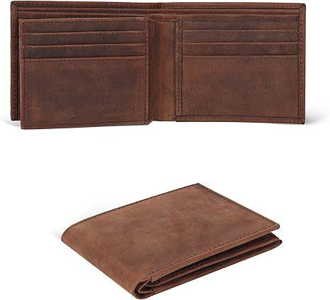 Thin Leather Wallet For Men | Minimalist Design | Multiple Card Holder | RFID Blocked (Brown Crazy Horse)