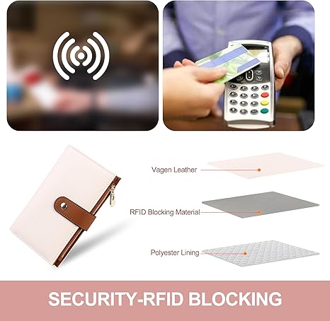 Women's Wallets RFID Blocking Leather Trifold Clutch Wallet Credit Card Holder Ladies Travel Wallet Purse with Pen Holder