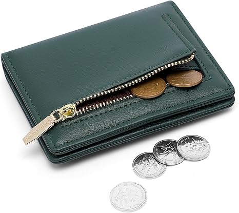 Small Women Wallet RFID Blocking Bifold Pocket Wallet Slim Compact Ladies Purse Mini Wallets For Women (Dark Green)