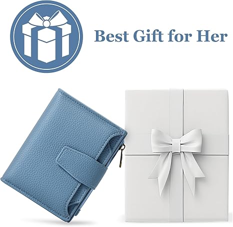 Small Wallet Women RFID Blocking Soft Leather Bifold Compact Card Holder Wallet for Women with Zipper Coin Pocket 4 ID Window