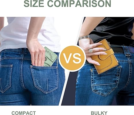 Small Wallet for Women Bifold RFID Blocking Card Holder Leather Wallets with Zipper Coin Pocket