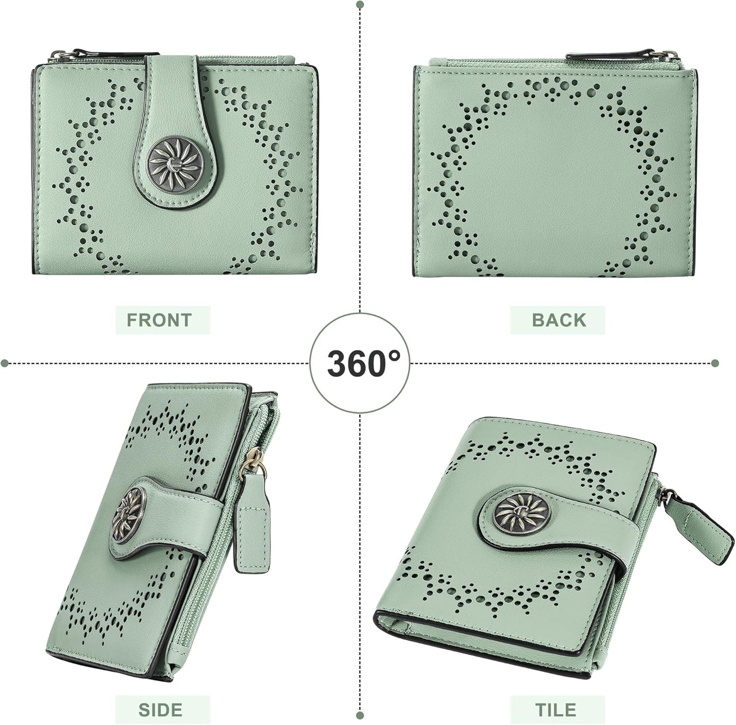 Small Wallet for Women Bifold RFID Blocking Card Holder Leather Wallets with Zipper Coin Pocket