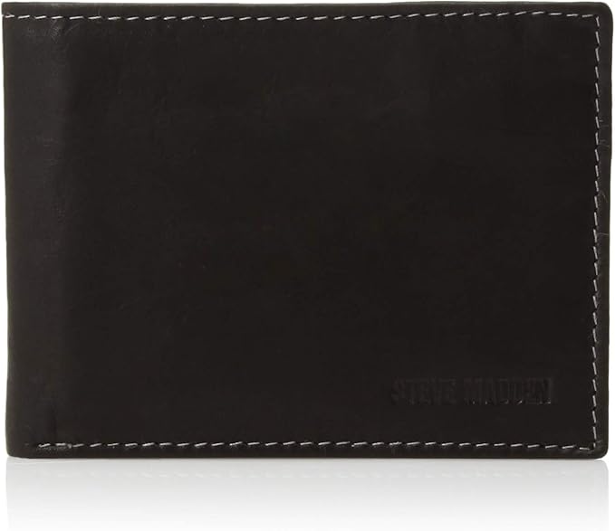 Men's Slim Leather Wallet with Extra Capacity Attached Flip Pockets