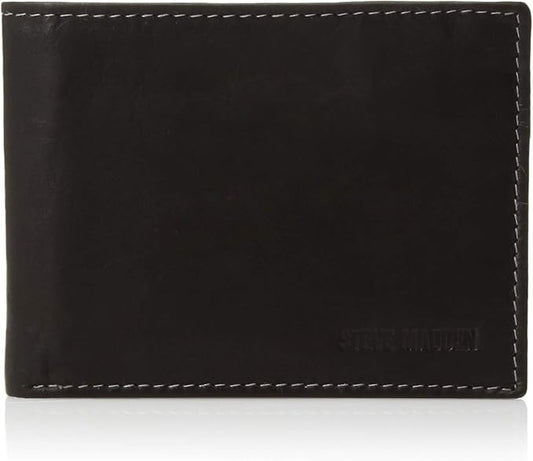 Men's Slim Leather Wallet with Extra Capacity Attached Flip Pockets