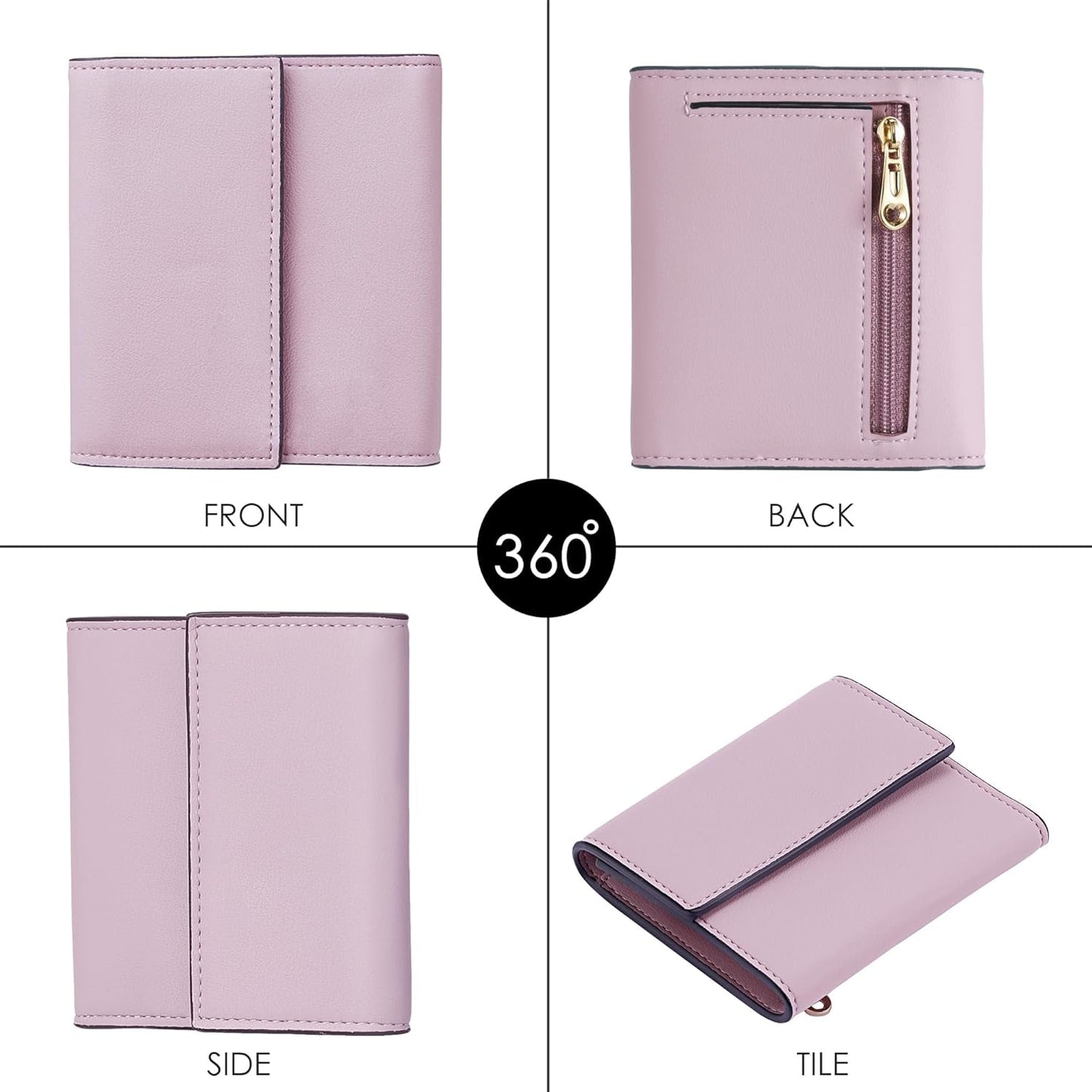 RFID Blocking Wallet Women Small Womens Wallet Credit Card Holder Mini Compact Trifold Wallets for Women with Coin Pocket Zipper