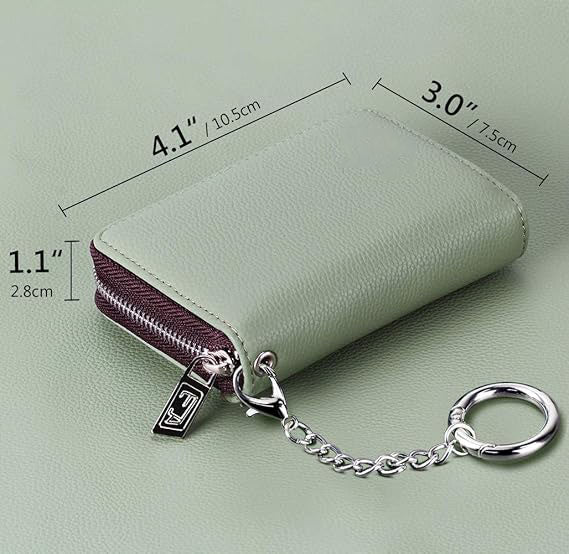 Zipper Wallet Women, RFID Blocking Credit Card Wallet, Business Card Holder, Compact Size KeyChain Wallet