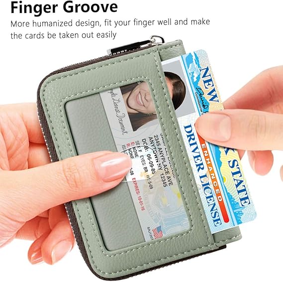 Zipper Wallet Women, RFID Blocking Credit Card Wallet, Business Card Holder, Compact Size KeyChain Wallet