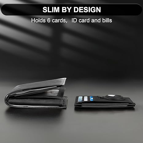 Slim Minimalist Front Pocket Air Tag Wallet, RFID Blocking Card Holder Wallet with Airtag Holder