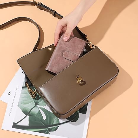 Womens Wallets Rfid Credit Card Holder with 2 Zipper Pockets, 3 ID Windows Ladies Purse Leather