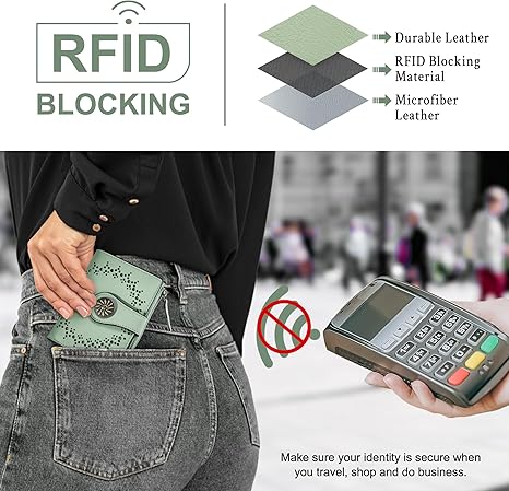 Small Wallet for Women Bifold RFID Blocking Card Holder Leather Wallets with Zipper Coin Pocket