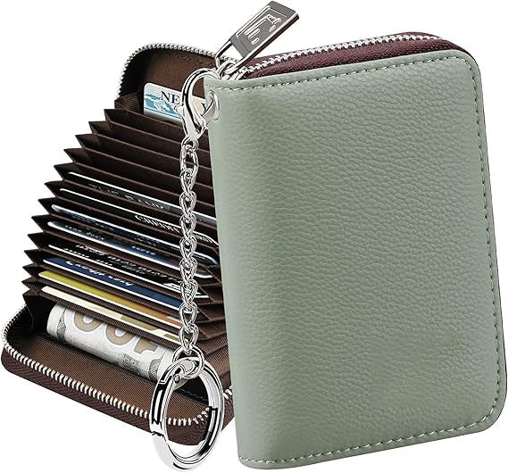 Zipper Wallet Women, RFID Blocking Credit Card Wallet, Business Card Holder, Compact Size KeyChain Wallet